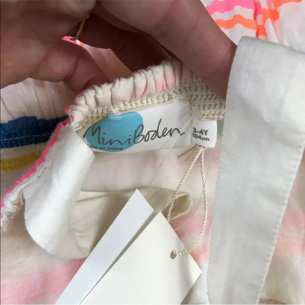 Mini Boden Toddler 3-4 Rainbow Stripe Sun Dress